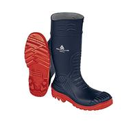 DELTAPLUS Bottes de sécurité en PVC CE S5 SRC imperméables, pare-chocs, pieds et chevilles en métal Iron - 43, bleu-rouge
