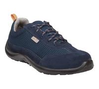 Deltaplus COMOSPBL44 Chaussures Basses En Cuir Croûte De Velours Avec Inserts En Maille - S1P SRC, Bleu Marine, Taille 44, bleu marine, 40 EU