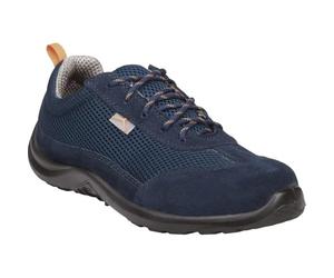 Deltaplus COMOSPBL44 Chaussures Basses En Cuir Croûte De Velours Avec Inserts En Maille - S1P SRC, Bleu Marine, Taille 44, bleu marine, 40 EU