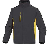 Deltaplus MYSE2GJXX Veste softshell 96% polyester 4% élasthanne - Manches amovibles, gris/jaune, taille XXL