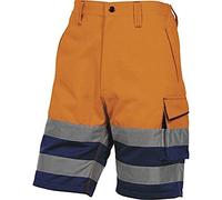 Deltaplus Phbe2OMXG Panostyle Bermuda de travail haute visibilité en polyester/coton, orange fluo, bleu marine, taille XL