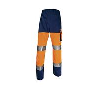 Deltaplus PHPA2OMXX Panostyle Pantalon de Travail Haute Visibilité en Polyester/Coton Orange Fluo/Bleu Marine Taille XXL