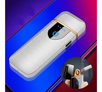 Deluisho Briquet électronique, Briquet à Arc, Chargement USB, Bri-Quet Coupe-Vent Tactile Durable, Allume-Cigare de Poche (Argent)