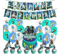 Deluisho Décoration Anniversaire Légende de Zelda, Jeux Populaires Ballons Enfants Anniversaire Fête Décoration Set Pull Flag Latex Aluminium Membrane Ballons