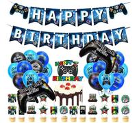 Deluisho Décoration D'anniversaire Fête de Jeu Vidéo, Ballons Décoration Anniversaire Garçon, y Compris les Inserts de Gâteau D'anniversaire, Bunting D'anniversaire, Ballons et Plus