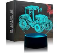 Deluisho Lampe 3D Tracteur, Veilleuse 3D Tracteur, Veilleuse en Forme de Camion pour Enfants, Base en Pastique écologique et Panneau Lumineux en Acrylique, Tension de Sécurité de 5V, Cadeau Surprise