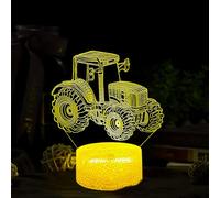 Deluisho Lampe 3D Tracteur, Veilleuse 3D Tracteur, Veilleuse en Forme de Camion pour Enfants, Base en Pastique écologique et Panneau Lumineux en Acrylique, Tension de Sécurité de 5V, Cadeau Surprise