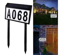 Deluisho Numéro de Maison Solaire, Eclairage de Plaque de Porte Solaire Numéro de Maison Prise de Terre Indicateurs D'adresse à LED Utilisés pour les Portes, les Garages, les Magasins, etc