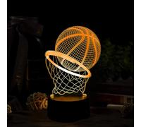 Deluisho Veilleuse 3D de basket-ball, lampe illusion 3D, veilleuse de basket-ball pour enfants, forme de basket-ball, excellent cadeau pour les enfants et les amateurs de basket-ball, essentiels de