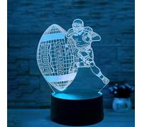 Deluisho Veilleuse 3D Rugby, Veilleuse Ballon de Rugby, 3D Lampe Illusion 16 Couleurs, Commutation Libre, Base en Plastique Respectueuse de L'environnement avec Panneau Lumineux en Acrylique