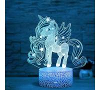 Deluisho Veilleuse Licorne, Veilleuses pour Enfants, Cadeaux Licorne Pour Filles, Télécommande 16 Couleurs Changeantes avec Interrupteur Tactile, Lumière de Nuit Tridimensionnelle Variable, Cadeau Par