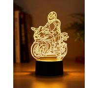 Deluisho Veilleuse Moto 3D Illusion, Lampe LED Enfant 16 Couleurs, Télécommande & Tactile, Dimmable, Alimentation USB/Piles, Cadeau Anniversaire Noël pour Enfants et Amateurs de Moto