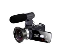 DELURA Caméscope numérique à Vision Nocturne 4K HD 48M Home WiFi Live Streaming Camcorder DV Appareil Photo numérique Caméra HD (Size : Black+Mic+Wide Angle Lens)