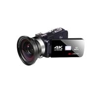 DELURA Caméscope numérique à Vision Nocturne 4K HD 48M Home WiFi Live Streaming Camcorder DV Appareil Photo numérique Caméra HD (Size : Black+Ultra Wide Angle Lens)