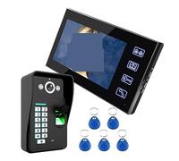 DELURA Sonnette sans Fil Touch Key 7" Système D'interphone Vidéo D'empreintes Digitales LCD pour Le Bureau de l'école à Domicile