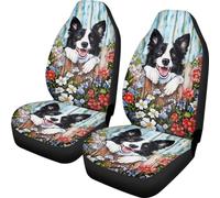 Delux Couverture Siège Auto Impression sur Bois De Fleurs De Border Collie Accessoires Auto Interieur Taille Universelle Seat Covers Set pour Auto, Trucks, Suvs, 52X138Cm