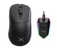 DELUX M500 Pro Souris de Jeu Ergonomique sans Fil, 58.5g, Léger, 8000Hz Taux d'interrogation, Station d'accueil RGB, PAW3395 with 26000DPI, Connexion trimode, Roue d'or TTC (Noir)
