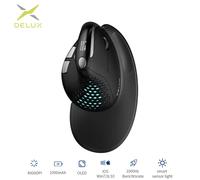 Delux M618XSD Seeker souris verticale ergonomique avec écran OLED 4000DPI Rechargeable 1000mA couverture arrière amovible pour ordinateur M618XSD Black
