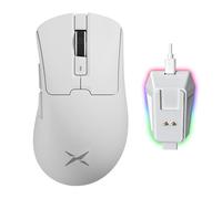 DELUX M900 Pro Souris Gaming sans Fil, Taux D'interrogation 8000Hz, Station de Charge RGB, Design Ergonomique 63g, Capteur Paw 3395 avec 26000 DPI, Boutons Programmables (Blanc)