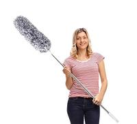 DELUX Plumeau en microfibre extensible pour toile d'araignée avec manche extra long de 254 cm, tête pliable et chapeau résistant aux rayures pour nettoyer le ventilateur de plafond, le plafond haut,