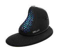 DELUX Seeker Souris Ergonomique sans Fil avec écran OLED et Roue à Pouce, Souris Verticale Bluetooth Rechargeable, 7200DPI, 7 Boutons Programmables, Lumière RGB (M618XSD-Noir)