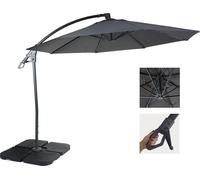 Deluxe Ampelschirm HWC-D14, Parasol, rond Ø 3m polyester alu/acier 14kg ~ anthracite avec support