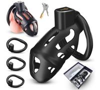 Deluxe Cage de Chasteté Pénis Kit BDSM,Chastity Cage en résine 3D Cages de Chasteté,avec 3 Anneaux de Pénis(45-50-55mm),Chasteté Pour Pénis Sex Toy Homme,Kits de Bondage Ceintures de Chasteté