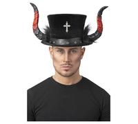 Deluxe Devil Haut Chapeau Avec Cornes & Marabout Accessoire Déguisement
