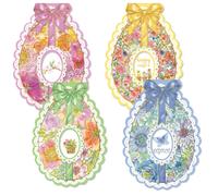 Deluxe Die Cut Paques Cards d'oeuf de Paques - Ensemble de 8 (4 conceptions) 5 x 7 pouces enveloppes incluses ideales pour la famille Happy Paque