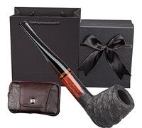 Deluxe Ensemble de Pipes à Tabac en Bois avec Boîte Cadeau et Accessoires, Filtre à Pipe 9mm Pipe à Pipe Burl Fait à la Main Pipe à Tabac Burl pour Les Pères et les Aînés (Color : B2)
