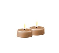 Deluxe Homeart - Bougie LED d'intérieur avec flamme réaliste sur un miroir en cire véritable - Lumière blanche chaude - Marron caramel