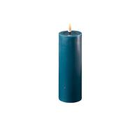 Deluxe Homeart - Bougie LED d'intérieur avec flamme réaliste sur un miroir en cire véritable - Lumière blanche chaude - Bleu pétrole - 5 x 15 cm