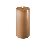 Deluxe Homeart - Bougie LED d'intérieur avec flamme réaliste sur un miroir en cire véritable - Lumière blanche chaude - Marron caramel - 10 x 20 cm