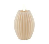 Deluxe Homeart Bougie LED sans flamme à rayures avec technologie Real Flame™ - Bougie à piles (7,5 x 10 cm, crème)