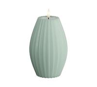 Deluxe Homeart Bougie LED sans flamme à rayures - Technologie Real Flame™ - Alimentée par piles - Vert sauge - 10 x 15 cm