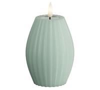 Deluxe Homeart Bougie LED sans flamme à rayures - Technologie Real Flame™ - Alimentée par piles - Vert sauge - 7,5 x 10 cm
