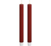 Deluxe Homeart Lot de 2 bougies d'intérieur sans flamme à DEL - avec technologie Real Flame™ - Bougies à piles (24 cm, rouge)