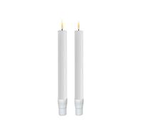 Deluxe Homeart Lot de 2 mini bougies LED sans flamme d'intérieur - Avec la technologie Real Flame - Alimentées par piles - 17 cm (blanc)