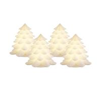 Deluxe Homeart Lot de 4 sapins de Noël à LED en cire véritable avec lumière intérieure douce - Fonctionne avec piles - Télécommande activée avec minuterie - Hauteur 7 cm