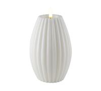 Deluxe Homeart Stripe Bougie LED sans flamme avec technologie Real Flame™ - Bougie à piles (10 x 15 cm, blanc)