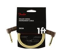 Fender Deluxe Instrument Cable Angle/Straight 1ft | Câble patch coudé 1 pi, idéal pour pédalier, connecteurs plaqués or, faible bruit, guitare électrique & basse