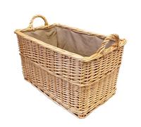 Deluxe Panier rectangulaire en osier avec doublure et poignées (grand, naturel)