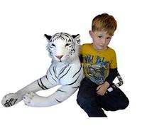 Deluxe Paws Grand Peluche Souple Blanche au Tigre Blanc 160cm Tigre