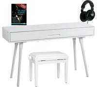 Classic Cantabile DP-730 WP Piano set - numérique 88 touches clavier pondérée action de marteau - Table avec piano électrique intégré - Banc, Casque et pédalier inclus - USB MIDI - Blanc mat