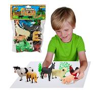 Deluxebase Jumbo Playset - Animaux de la Ferme de Lot de Figurines Grand Format. Sachet de Figurines d'animaux en Plastique : Vache, Cochon, Mouton, Âne, Chèvre et Poule, Parfaits pour Les Enfants