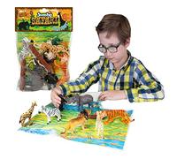 Deluxebase Jumbo Playset - Safari de Lot de Figurines Grand Format. Sachet de Figurines en Plastique Animaux du Zoo : Tigre, Lion, Girafe, Éléphant, Gorille et Guépard Parfaits pour Les Enfants