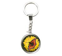 Deluxebase Magnidome Keychains - Papillon de Porte-clés Breloque en Verre de Cristal. Porte-clés photo de papillon en forme de dôme avec une chaîne en acier inoxydable