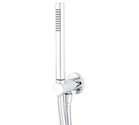 Delvac 127397MC017 Kit de douche rond avec tuyau, support mural, bouton anticalcaire Chromé Longueur du tuyau 1250 mm