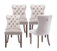 DELVOYE Ensemble de salle à manger pour 4 chaises de salle à manger rembourrées en velours avec anneau de traction et tête de clou touffetée à ailes, chaises de table de cuisine pour restaurant