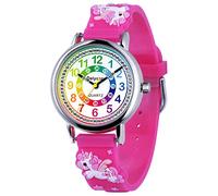 Delycazy Montre Enfant, 12 et 24 Heures Mouvement à Quartz Montre pour Enfants Fille Garçon, Cadeau Fille Garçon 4 5 6 7 8 Ans